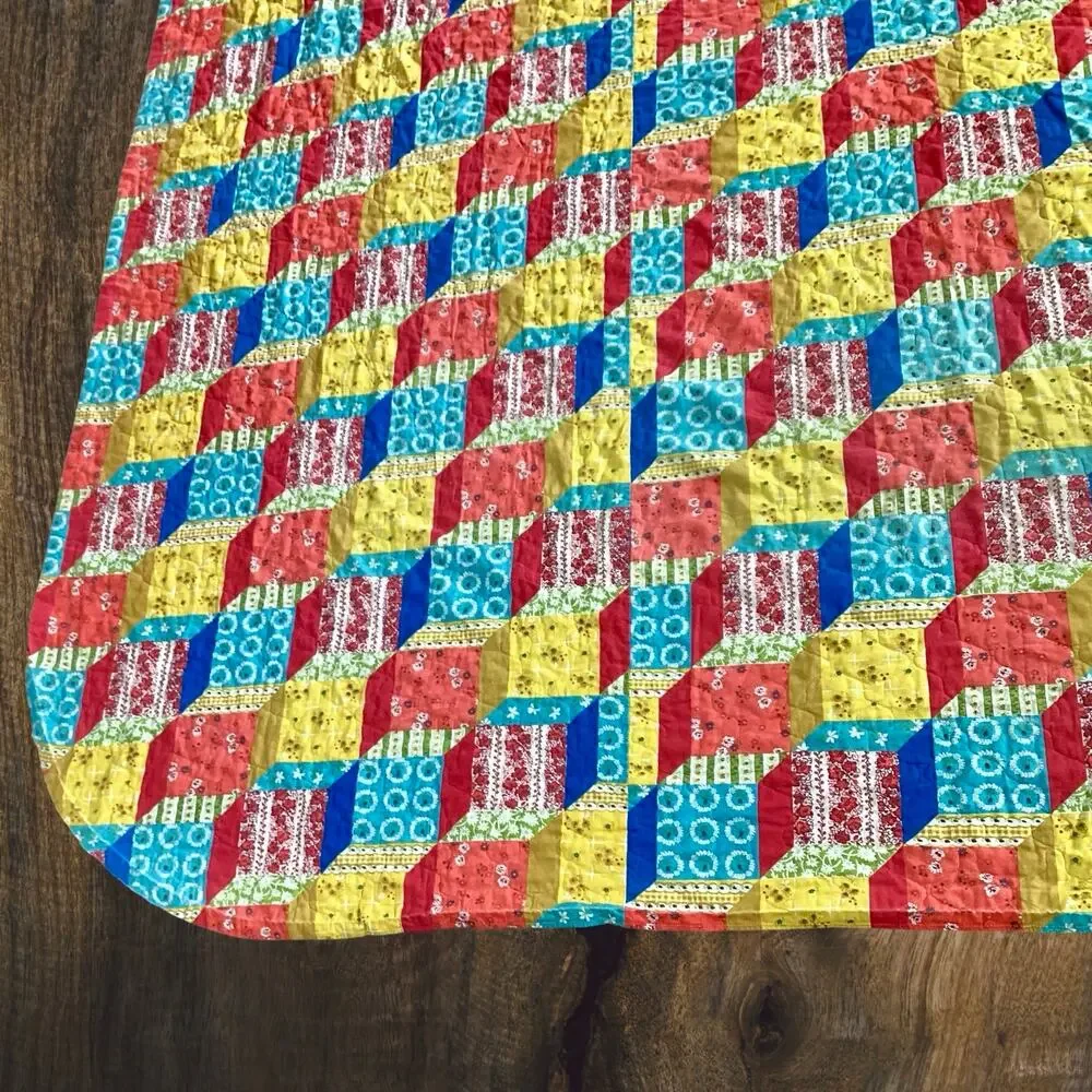 Vintage 70s Faux Patchwork Bed Coverup